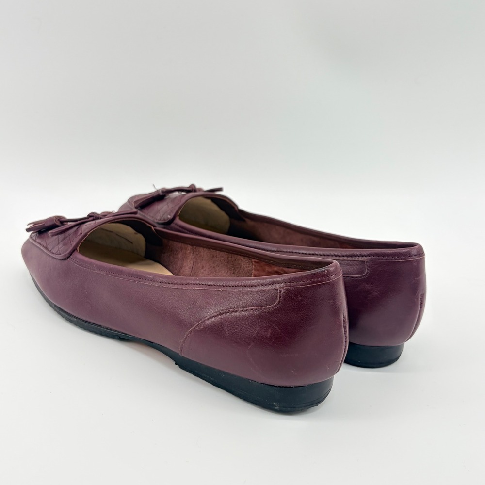 Enzo Angiolini EALIZZIA Burgundy Quilted Leather Tassel Loafers 8M Classic Mod - Picture 4 of 14